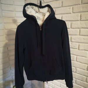 Bluenotes Ladies Size Medium Full Zip Faux Fur Lined Navy Hoodie